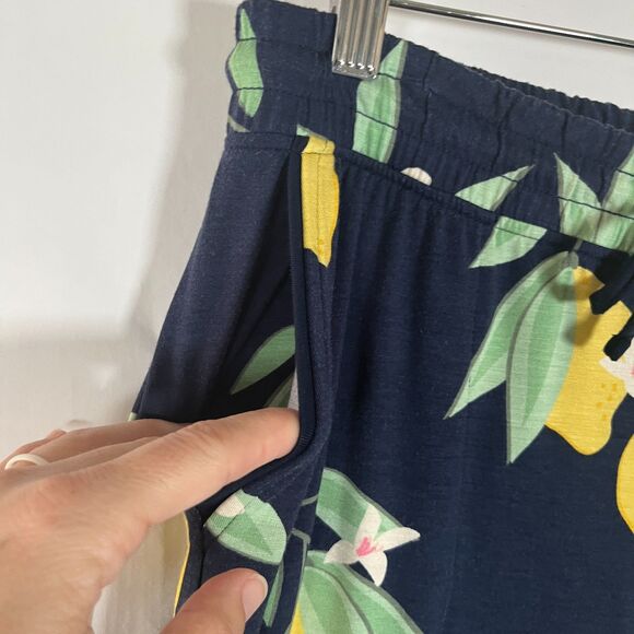 Soma Cool Nights Pajama Pants Medium Wide Leg Citrus Pockets Lemon Curved Hem - Picture 5 of 8